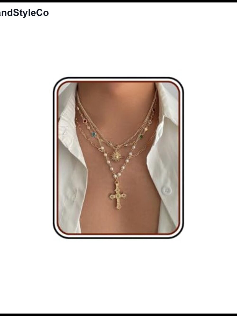 4pcs Gold Plated Layered Cross Necklace Set